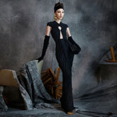 Elegant Long Mesh Dress Dinner Party Retro